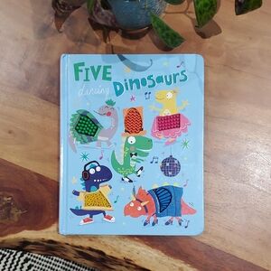 "Five Dacing Dinosaurs" Picture Cutout 2D Board Book Touch And Feel